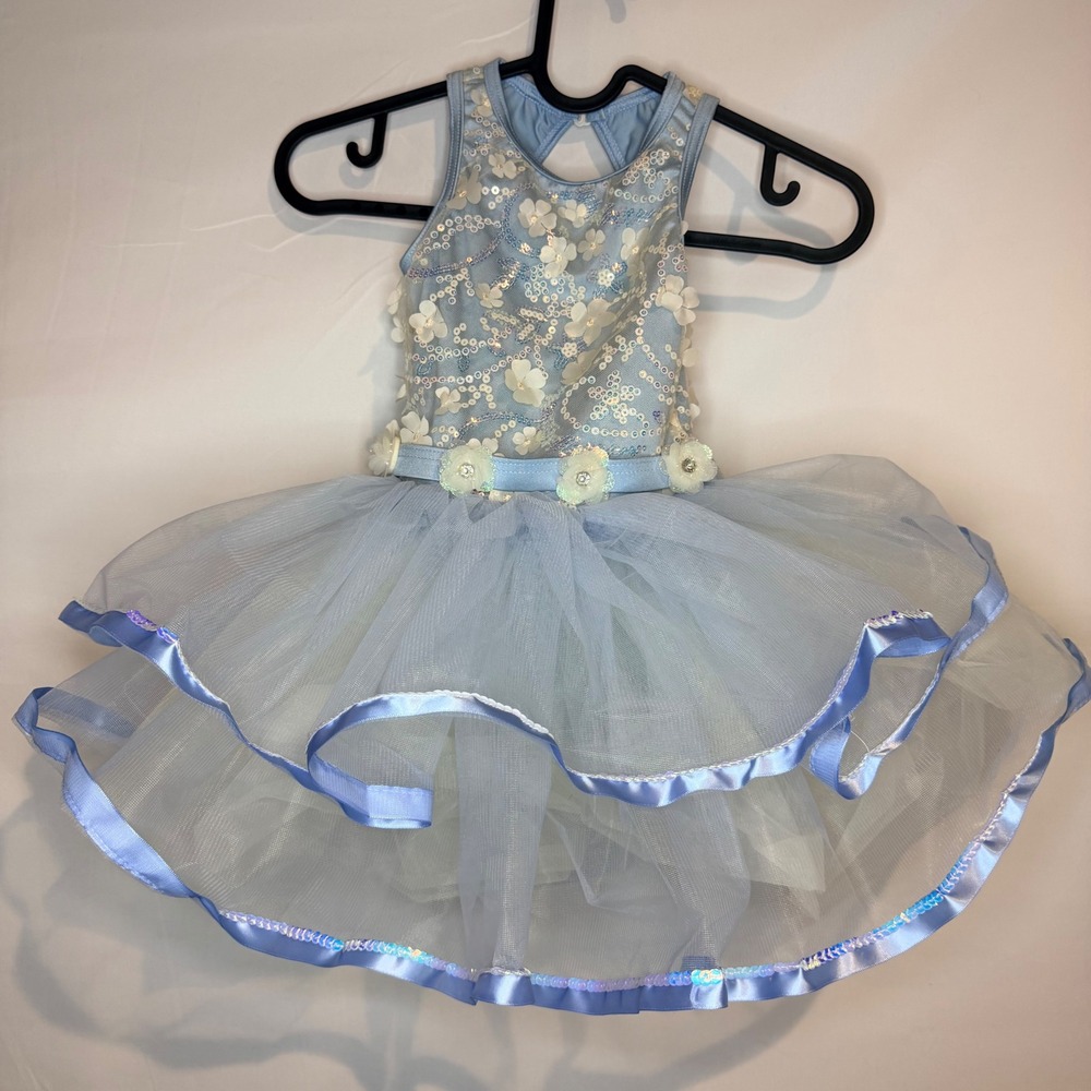 Weissman Kids XSC Light Blue Sequin Floral Tutu Dance Costume Recital Dress